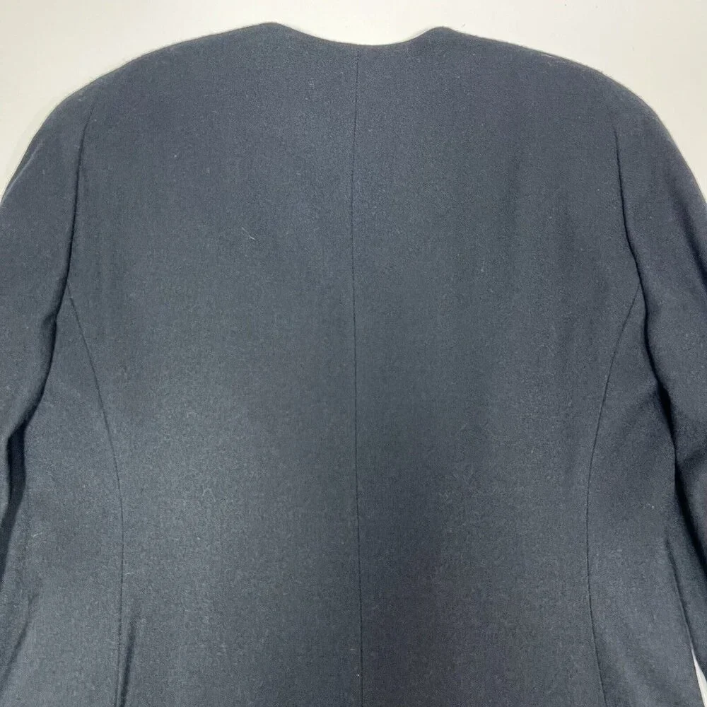 Vintage Christian Dior Suit 2 Pc Jacket & Wrap Skirt Black Size 8 100% Wool USA